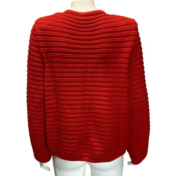 Exquise Red Cardigan Knit Joanna K. Gold Buttons Classic Crew Neck Medium - Picture 3 of 7
